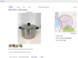 Revere Ware at Craigs List